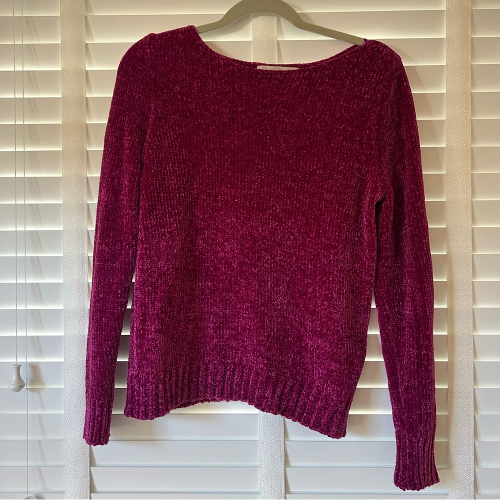 LOFT Sweater Chenille Fuschia Pink Purple Small